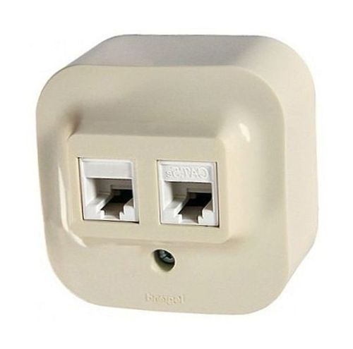 Розетка 2xRJ11+RJ45 Cat.5 Legrand QUTEO, слоновая кость